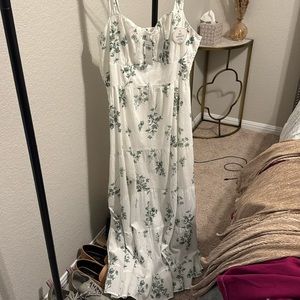 White and green floral maxi dress